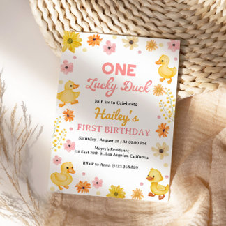 Convite de Aniversário de Um Pato Sortudo