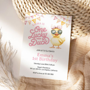 Convite de Aniversário de Um Pato Sortudo