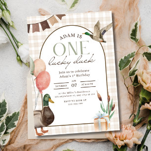 Convite de Aniversário de Um Pato Sortudo, 1º Aniv