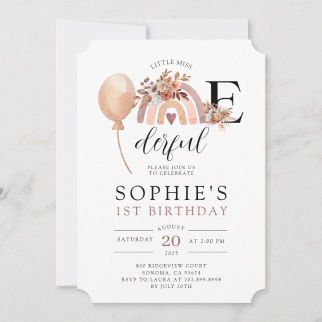 Convite de Aniversário de Uma Maravilhosa Rainbow  (Frente)