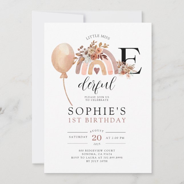 Convite de Aniversário de Uma Maravilhosa Rainbow  (Frente)