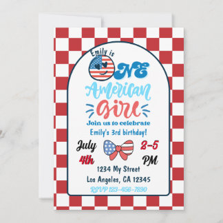 Convite de Aniversário de Uma Menina Americana Pat