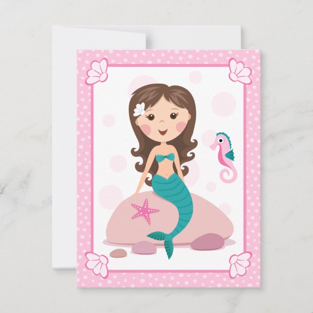Convite de aniversário de uma menina de sereia (Frente)