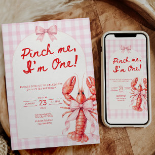 Convite de Aniversário de Uma Menina Lagosta Pinch