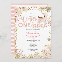 Convite de aniversário de uma terra de neve rosa