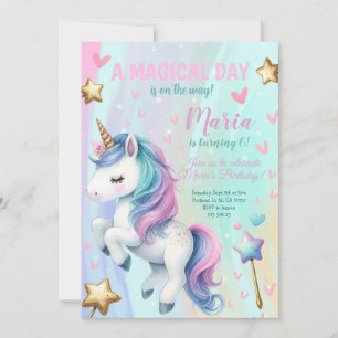 Convite de aniversário de Unicórnio do dia mágico