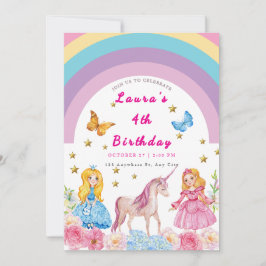 Convite de Aniversário de Unicórnio e Arco-íris