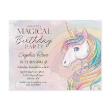 Convite de aniversário de unicórnio, festa de aniv