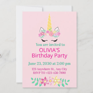 Convite de Aniversário de Unicórnio Mágico