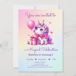Convite de Aniversário de Unicórnio Mágico