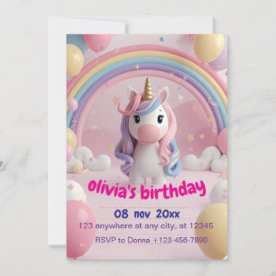 Convite de Aniversário de Unicórnio Mágico Anive