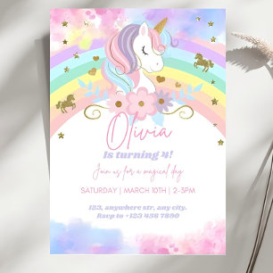 Convite de Aniversário de Unicórnio Mágico Festa d