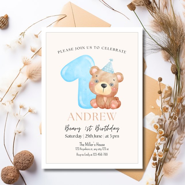 Convite de Aniversário de Urso de Pelúcia, Urso Mi (Criador carregado)