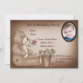 Convite de aniversário de Urso de Teddy Personaliz
