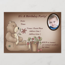 Convite de aniversário de Urso de Teddy Personaliz