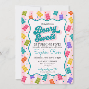 Convite de Aniversário de Urso Gominho Doce Beary