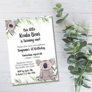 Convite de Aniversário de Urso Koala