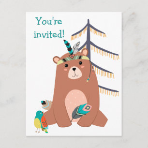 Convite de aniversário de Urso Tribal