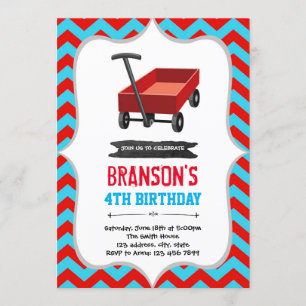 Convite de aniversário de vagão vermelho
