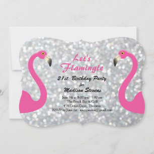 Convite de Aniversário de Vamos Silver Sparkly