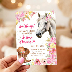 Convite de Aniversário de Vaqueira Montar Cavalo