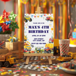 Convite de Aniversário de Veículo Aquarela Carros 