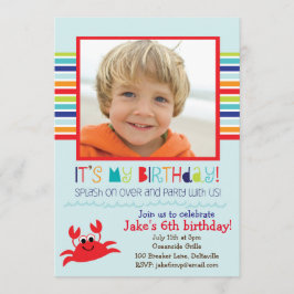 Convite de aniversário de verão de caranguejo