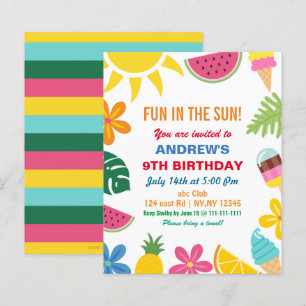 Convite de aniversário de Verão de Orçamento