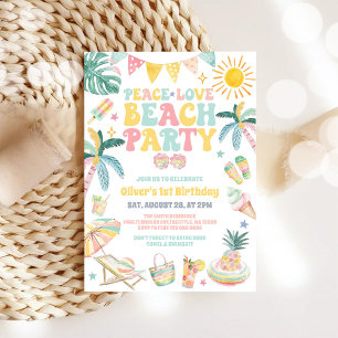 Convite de Aniversário de Verão Festa na Praia Paz