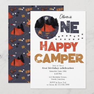 Convite de Aniversário de Verão One Happy Camper 1