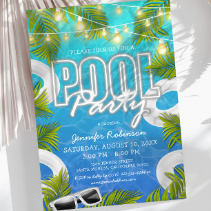 Convite de Aniversário de Verão para Festa de Pisc