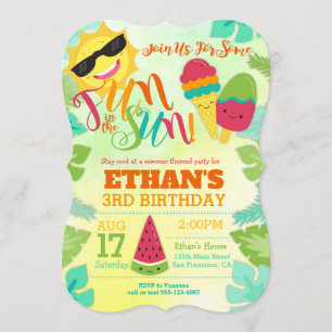 Convite de aniversário de Verão - Piscina / trop