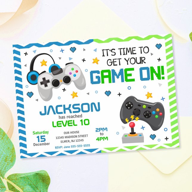 Convite de Aniversário de Video Game | Festa de Ga (Criador carregado)