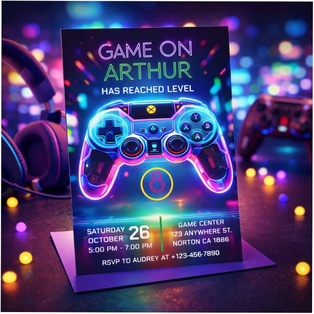 Convite de aniversário de videogame (Criador carregado)
