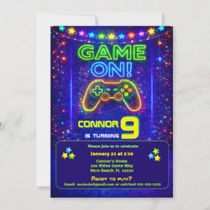Convite de Aniversário de Videogame Festa 'Game On