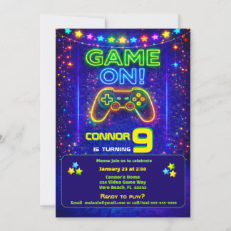 Convite de Aniversário de Videogame Festa 'Game On