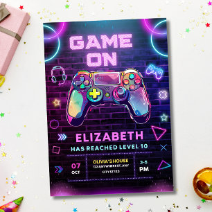 Convite de aniversário de videogame, Neon Gamer Pa