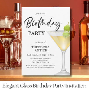 Convite de Aniversário de Vidro Elegante