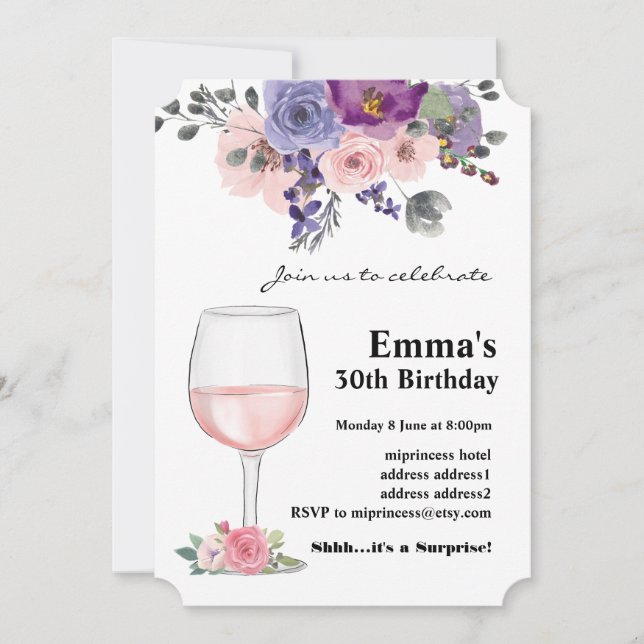 Convite de aniversário de vinho, Idade para Perfei (Frente)