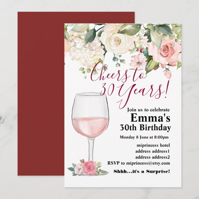 Convite de aniversário de vinho, Idade para Perfei (Frente/Verso)