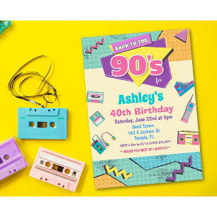 Convite de Aniversário de Volta aos Anos 90