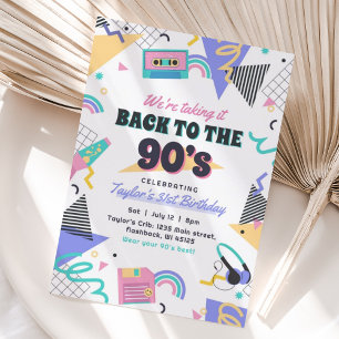 Convite de Aniversário de Volta aos Anos 90