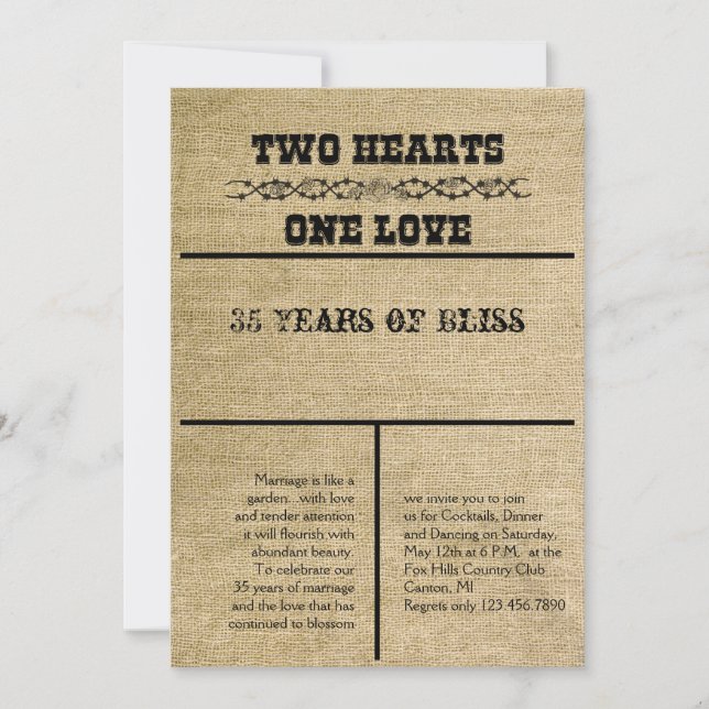 Convite de Aniversário de Western em Sacaria (Frente)