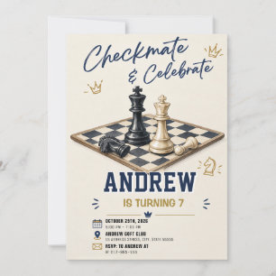 Convite de Aniversário de Xadrez Personalizado