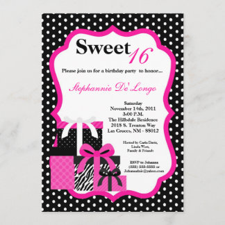 Convite de aniversário de Zebra Rosa 5x7