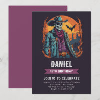 Convite de aniversário de Zombie Ocidental Selvage