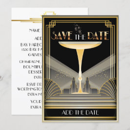 Convite de Aniversário Deco Champagne Save The Dat