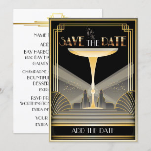 Convite de Aniversário Deco Champagne Save The Dat