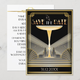 Convite de Aniversário Deco Champanhe Save The Dat