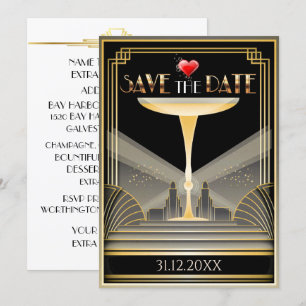 Convite de Aniversário Deco Champanhe Save The Dat